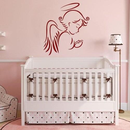 Angel Baby Wall Decal Spiritual Aura Wings Art Kids Bedroom Baby Room Nursery Home Decor Door Window Vinyl Stickers Mural Q302
