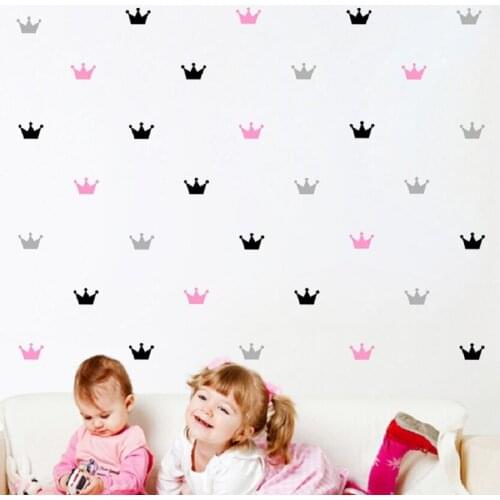 Ins Nordic style small crown wallpaper childrens room bedroom creative home background wall decoration paste 6cm 40 pieces