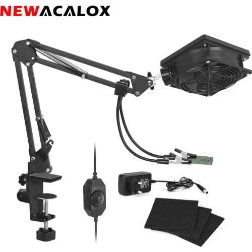 NEWACALOX Soldering Exhaust Fan Welding Smoking Device Instrument with Energy-Saving Lamp 220V EU Plug Adapter Soldering Tool