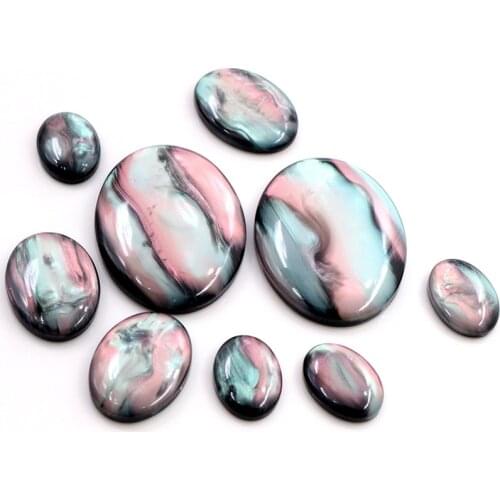 New Fashion 30x40mm 18X25mm 13x18mm Oval Black Shell Color Flat Back Resin Cabochons Cameo
