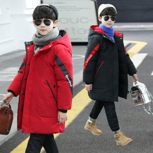 2020 New High Quality Winter Boys Down Jackets Parkas Mid Big Boys Thicking Warm Coat For 6-14 Year 3 Colors Hooded Outerwear