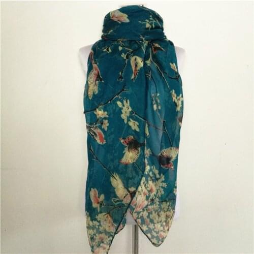 New fashion flower scarf for women Bird print viscose Match Ipek Esarp women Scarves spring autumn Wraps hot scarf