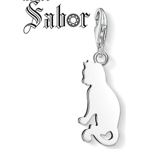 Charm Pendant Small Cat Kitten Fashion Jewelry Cute silver plated Gift For Women Men Fit Bracelet Necklace Choker thomas