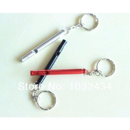 Wholesale 12Safety Survival kit Emergency Whistle Key Chain Aluminum Alloy Metal Camping Tools- Free Shipping