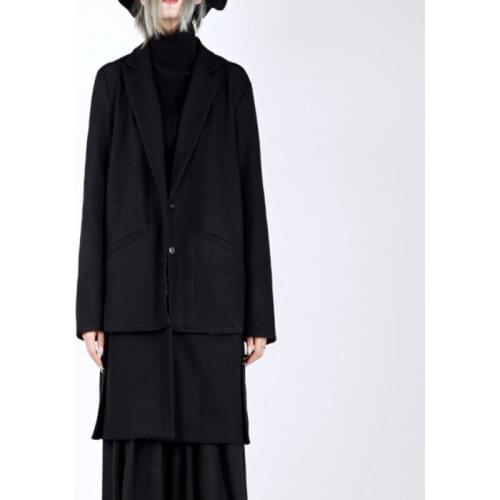 Autumn and winter mens new lapel pure color personality design long false two woolen coat mens coat fashion quality