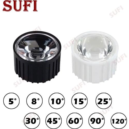 50Set 5 8 10 15 25 30 45 60 90 120 Degree 20mm Lens Reflector Collimator with Bracket for 1W 3W 5W High Power LED Lamp Light
