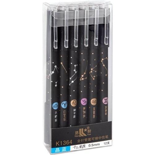 12pcs Erasable Gel Pens 0.5mm Blue Ink Pen Smooth Writing for Student Note Taking Office School Stationary