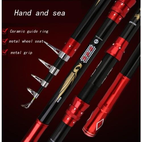 2.1M-3.6M FRP Fiber Fishing Rod Metal Large Guide Ring Rotating Portable Telescopic Fishing Rod