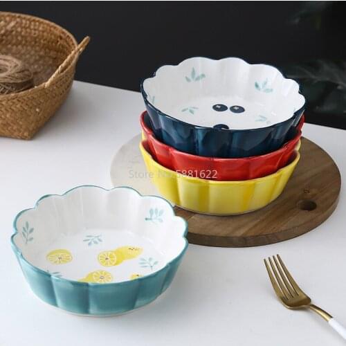 Nordic Salad Bowl 6 Inch Small Fresh Ceramic Rice Bowl Snack Bowl Household Tableware Breakfast Fruit Dessert Bowl