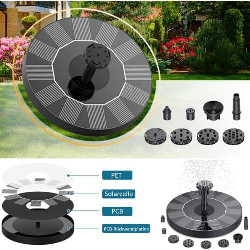 Solar Fountain Pump, 1.4W Free Standing Floating Solar Bird Bath Water Pumps For Garden, Patio, Pond, Pool And Outdoor
