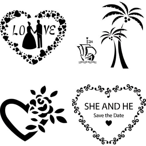 Wedding Love Heart Flower Cake Decorating Tool Craft Cake Stencil Spray Art Cake Mold Diy Cake Moulds Baking Mold Bakeware Tools