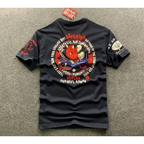 Japanese Motorcycle Biker T-shirt Vintage Mens Short Sleeve Cartoon pilot Print Punk Rock Cotton T shirt Summer Tops Tee Shirt