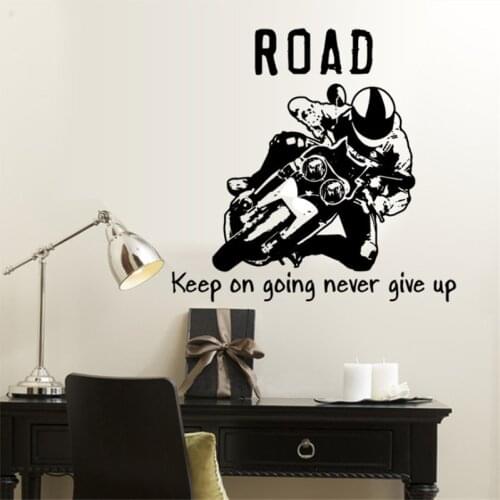 Vivid Monochrome motorcycle rider inspirational wall sticker Living room bedroom background wall decoration Art mural