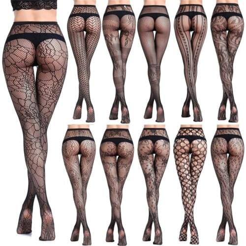 Women Pantyhose Sexy Solid Fishnet Tights Clothes for Women High Waisted Stockings Black Tights Lace Sexy Fish Net Stockings
