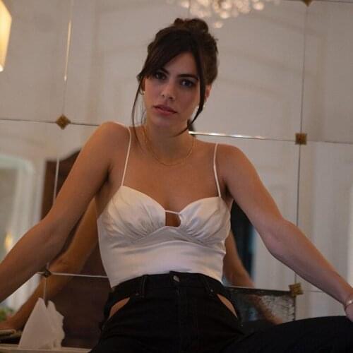 Womens Sexy Crop Cami Top Sleeveless Spaghetti Strap V Neck Cut Out Ruchd Camisole