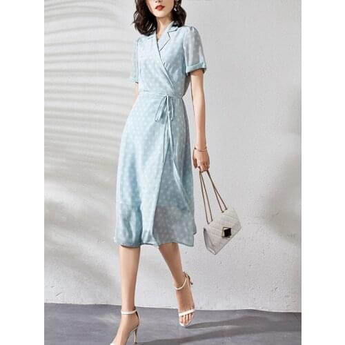 Blue print white Floral Silk Dresses Women fashion 2021 Summer Long Casual Sexy Office Work Daily Dress Plus Size Slim Fit A