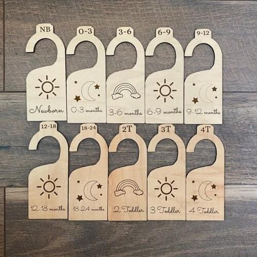 10pcs baby clothing size divider gender neutral nursery wardrobe hanging organizer closet wooden children wardrobe closet