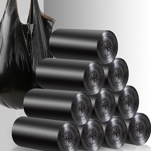 100Pcs Large Black Trash Bags Roll Disposable Garbage Bags Garbage Storage Bag Rubbish Organizer Kitchen Bathroom Accessories