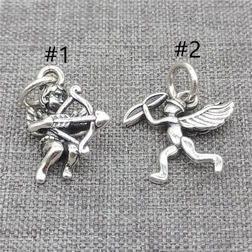 2 Pieces 925 Sterling Silver Cupid Angel Charms for Bracelet Necklace