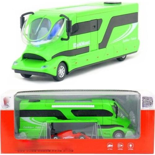 2 In 1 Light And Music Alloy Luxury RV Car + Super Car Model Racing Car Sportscar House Car Toy Kids Child Gift