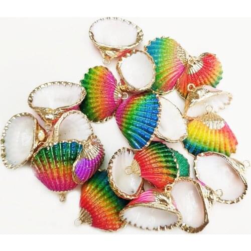 24*26mm Gold plated edge color shell scallop pendant 16 colors for choice natural shell material pendant DIY necklace pendant