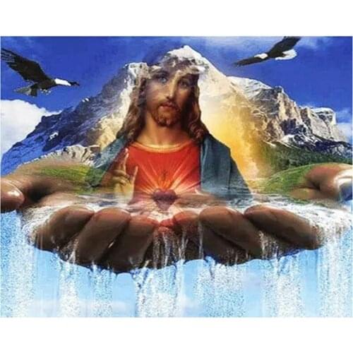 5D DIY Full Round Diamond Painting Religion Jesus 3D Embroidery Landscape Cross Stitch Rhinestone Mosaic Home Decor Art Y1456