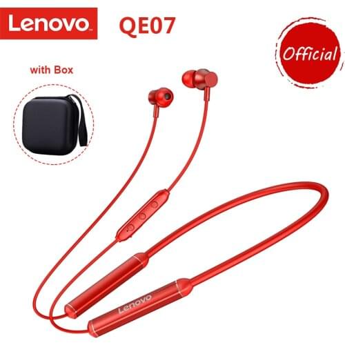 Lenovo QE07 Wireless Earphones Blutooth 5.0 Magnetic Neckband Earbuds with Mic IPX5 Waterproof Sports Headphones for Gym Running