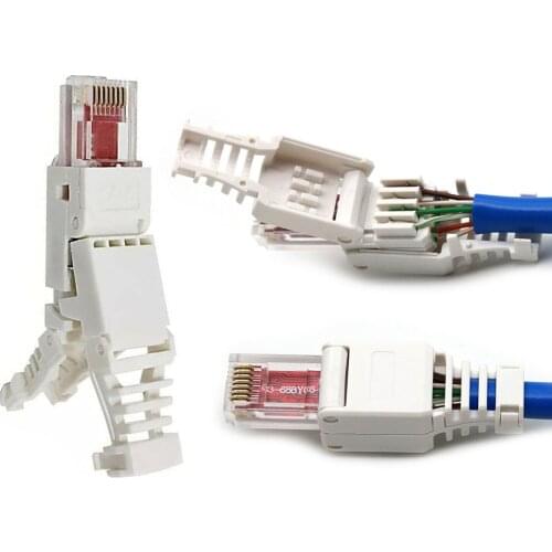 No Crimp RJ45 Connectors Shielded Toolless Ethernet Cable Tool-less Crystal Head Plug CAT6 RJ45 Connector for Cat6 Cat6A Cat7