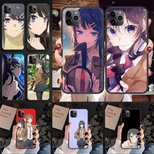 Sakurajima Mai Anime Phone Case Cover Hull For iphone 5 5s se 2 6 6s 7 8 12 mini plus X XS XR 11 PRO MAX black painting