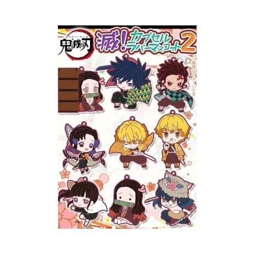 Demon Slayer: Kimetsu no Yaiba original Japanese anime figure rubber Silicone mobile phone charms key chain strap keyring