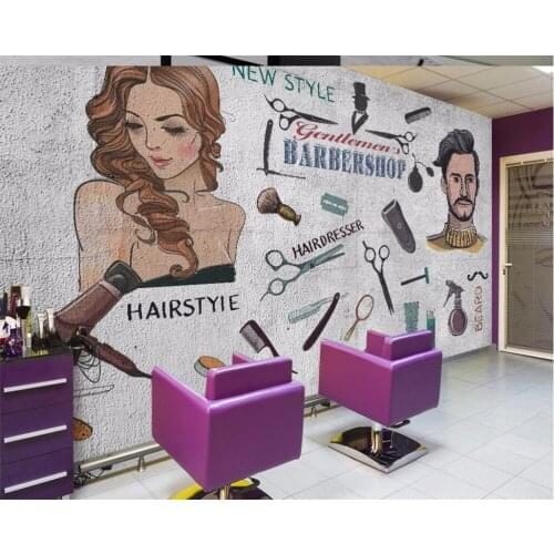 Beibehang Custom Photo Wallpaper Mural 3D Stereo European and American Hairdressing Shop Beauty Shop Background wall paper mural