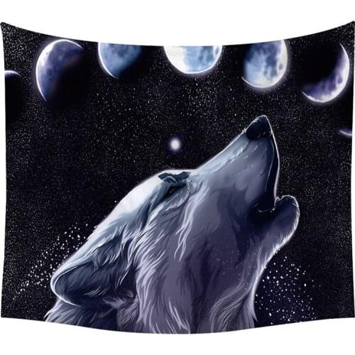 PLstar Cosmos Tapestry Galaxy Wolf 3D Printing Tapestrying Rectangular Home Decor Wall Hanging Home Decoration Style-05