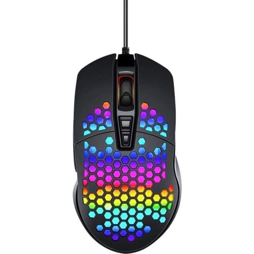CHUYI RGB Gaming Mouse Honeycomb Shell Ergonomic Mice with Ultra Weave Cable For Laptop PC Notebook