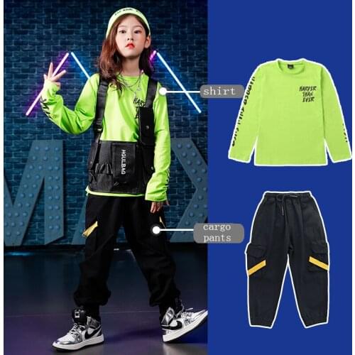 Boys Girls Clothing Set Fashion Kids Hiphop Dance Suit Unisex Streetwear Stlye with Bag and Hat