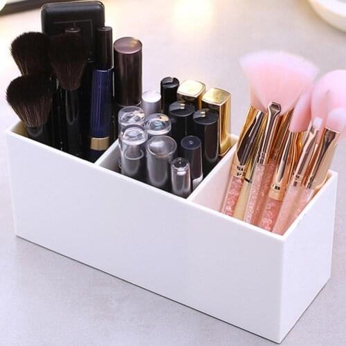 3-compartment Cosmetic Brush Storage Container Injection Pencil Eyebrow Desktop Cosmetic Container Brush F5S5