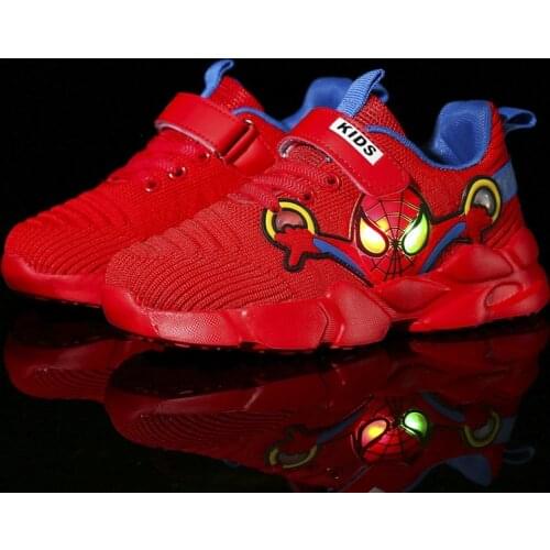 Disney Spider man Kids Shoes With Lights Toddler Boys Glowing Casual Sneakers Children Sports Shoes for Baby Girls LED Sneaker
