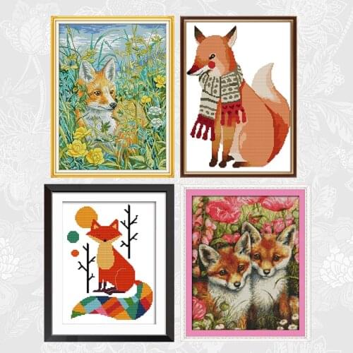 Fox Series Cross Stitch Package Factory Sets Aida Cloth 14ct 11ct Embroidery kit DIY Handmade Needlework Home Decor