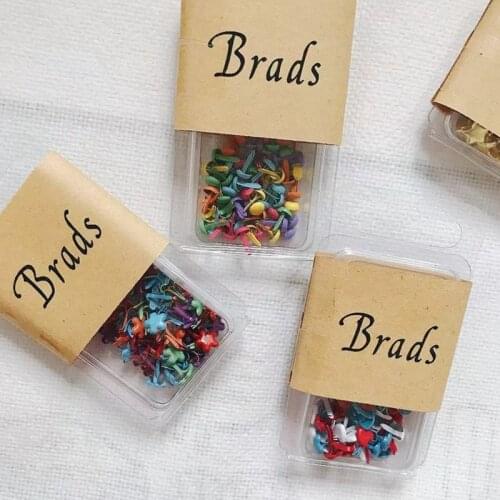 9gram mini cute metal scrapbooking brads mixed color pins heart star tree flower shape wholesale 6patterns