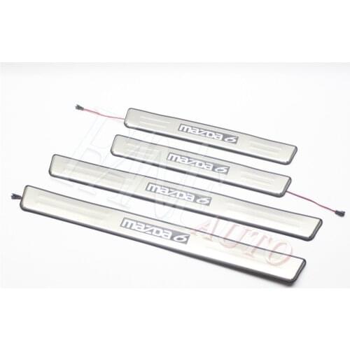 Stainless Steel Led Door Sill Scuff Plate Guard Sills Protector Trim For Mazda 6 Mazda6 Atenza 2004-2008