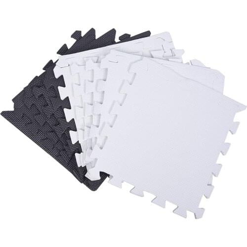 New 10 Piece Eva Foam Puzzle Exercise Mat Interlocking Floor Tiles -- White and Black