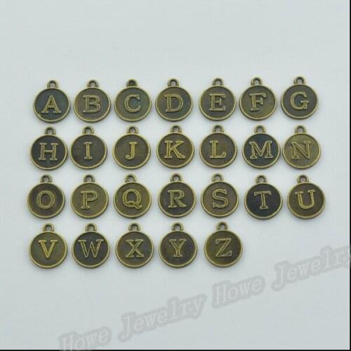 Wholesale 156pcs Vintage Charms Alphabet Pendant Antique bronze Fit Bracelets Necklace DIY Metal Jewelry Making