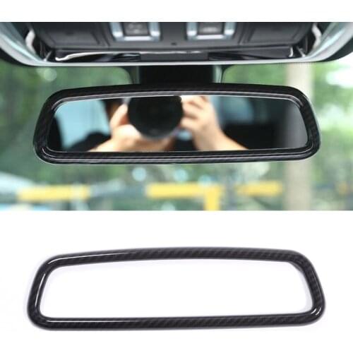Carbon Fiber Style Plastic Interior Rearview Mirror Frame Trim For Land Rover Discovery 4 Range Rover Sport Evoque Car Accessory