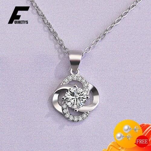 Bali Jelry Trendy Women Necklace 925 Silver Jewelry Zircon Gemstones Flower Shaped Pendant for Wedding Engagement Accessories