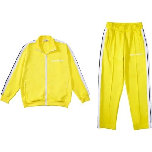 Palm Angels Letter Men Women Fashion Style Lovers Long sleeve pants boyfriend gift Sport Jacket Sportswear Set Yellow