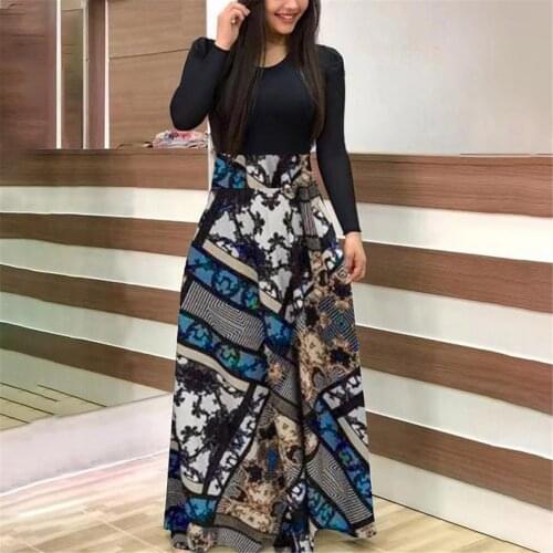 Dresses Woman Summer 2021 Fashion Women Long Sleeve Floral Print Long Sleeve Maxi Dress Ladies Casual Dress Daily Streetwear