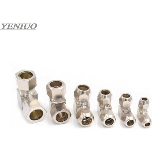 Pneumatic oil Pipe Fitting 4 6 8 10 12 14 16mm Pipe OD Elbow 90 Degrees Brass Compression Tube Pipe Fittings Connector