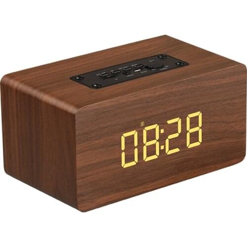 Portable Wooden Bluetooth Speaker Touch Clock Wireless Bluetooth Speakers Multi-function Subwoofer Computer Audio Alarm Clock