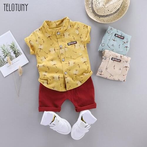 Toddler Kids Baby Boys Casual Print Short Sleeve Tops +Shorts Outfits Set