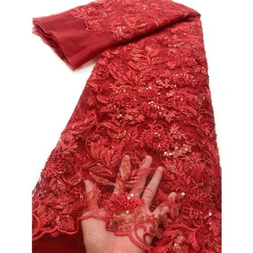 XIYA Luxury Lace Fabrics 2021 Latest Quality Sequins Embroidery Groom Beads Lace French Net Lace for Wedding Dress NI5064-1