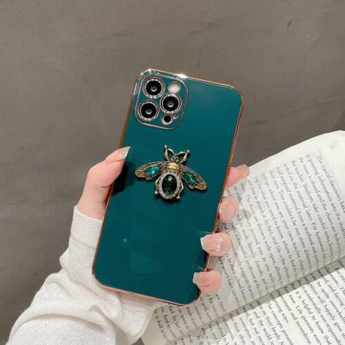 Luxury Rhineston bee plating phone case For iphone 11 11Pro 12 Pro Max XR X XS Max 7 8 Plus SE2020 TPU case Protective cover